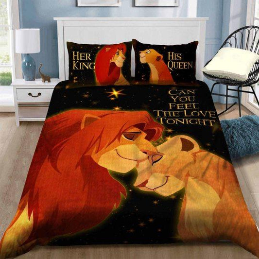 LK Bedding Set DN Can You Feel The Love Tonight Duvet Covers Black Orange Unique Gift