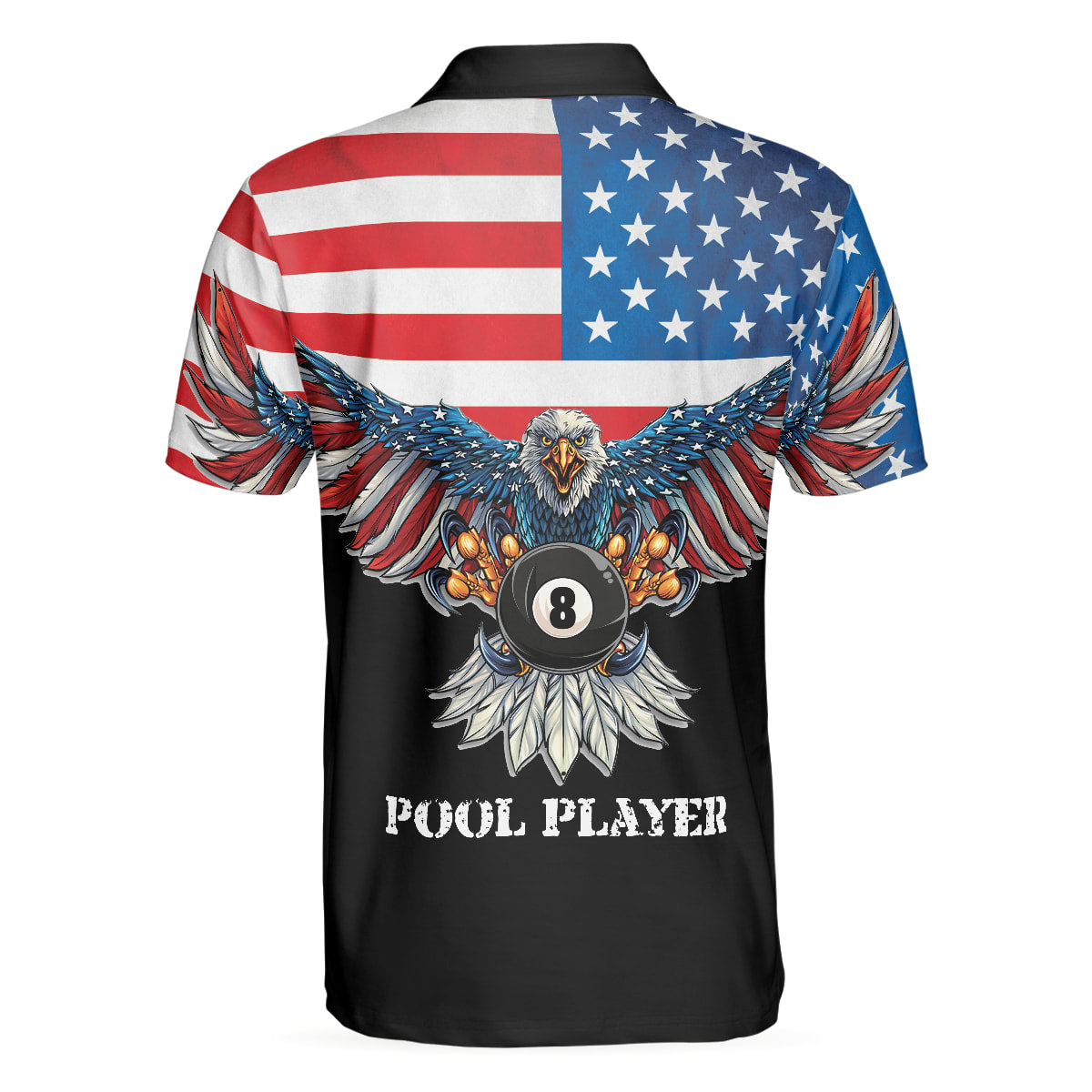 Billard Polo Shirt American Flag Eagle Pool Player Boys Polo Shirts Red Blue