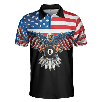 Billard Polo Shirt American Flag Eagle Pool Player Boys Polo Shirts Red Blue