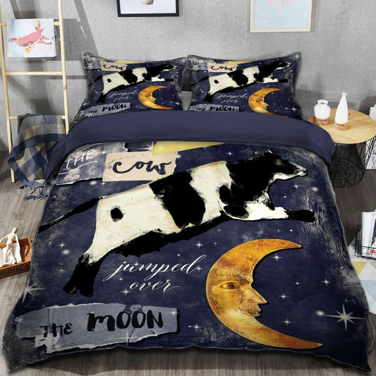 Cow Bedding Set Cow Jumped Over The Moon Duvet Covers Black Unique Gift