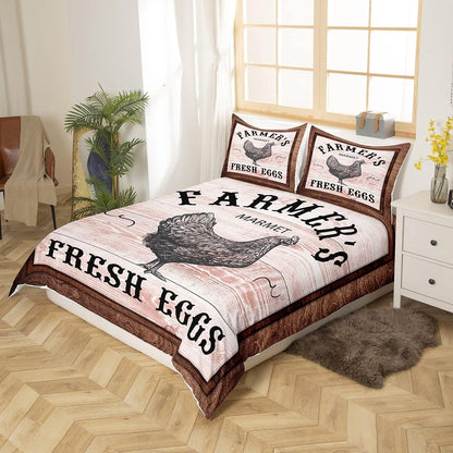 Farmer Bedding Set Farmer Market Fresh Eggs Duvet Covers Brown Unique Gift