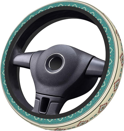 Native American Steering Wheel Cover Native American Indian Tribal Pattern Driving Wheel Cover White Blue