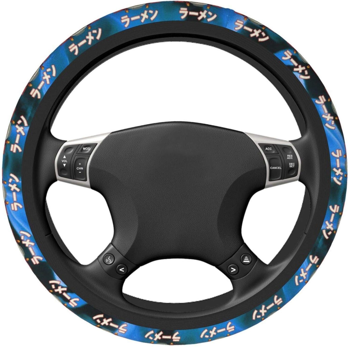 SGhibli Steering Wheel Cover Calcifer Fire Eating Ramen Pattern Driving Wheel Cover Orange Blue