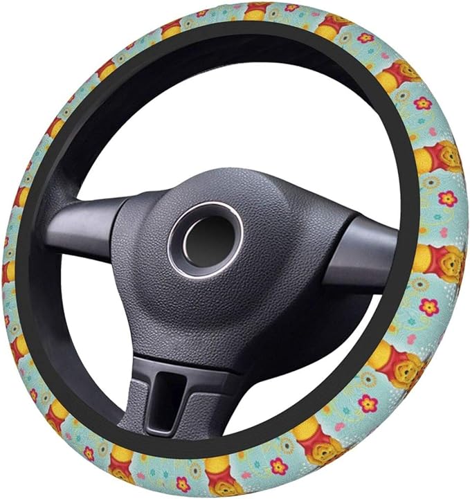 WTP Steering Wheel Cover Pooh Carrying Friends Pattern Driving Wheel Cover Colorful