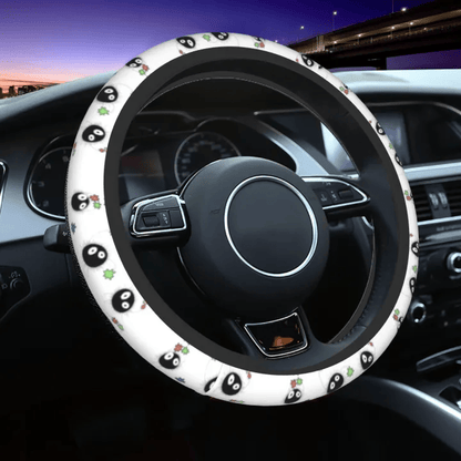 SGhibli Steering Wheel Cover Spirited Away Sooty Sprites Carries Stars Driving Wheel Cover Black White