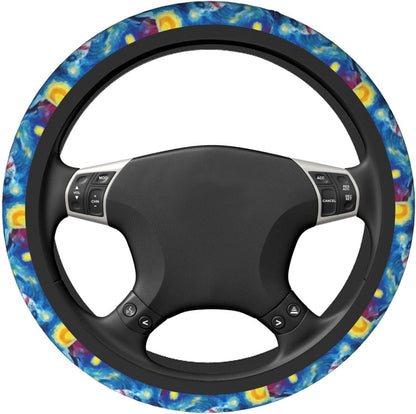 Joker Steering Wheel Cover Joker Graphic Starry Night Pattern Driving Wheel Cover Blue