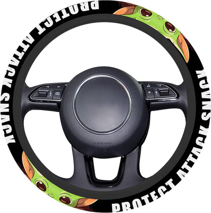 SW Steering Wheel Cover Baby Yoda Protect Attack Snack Driving Wheel Cover Black