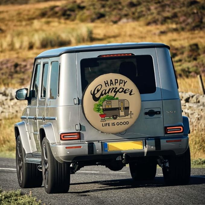 Camping Spare Tire Cover Happy Camper Life Is Good Tire Covers Yellow