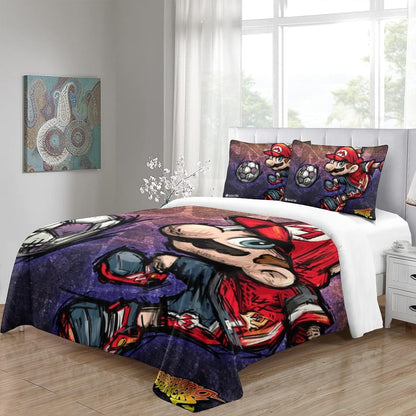 Mario Bedding Set Mario Playing Soccer Duvet Covers Colorful Unique Gift