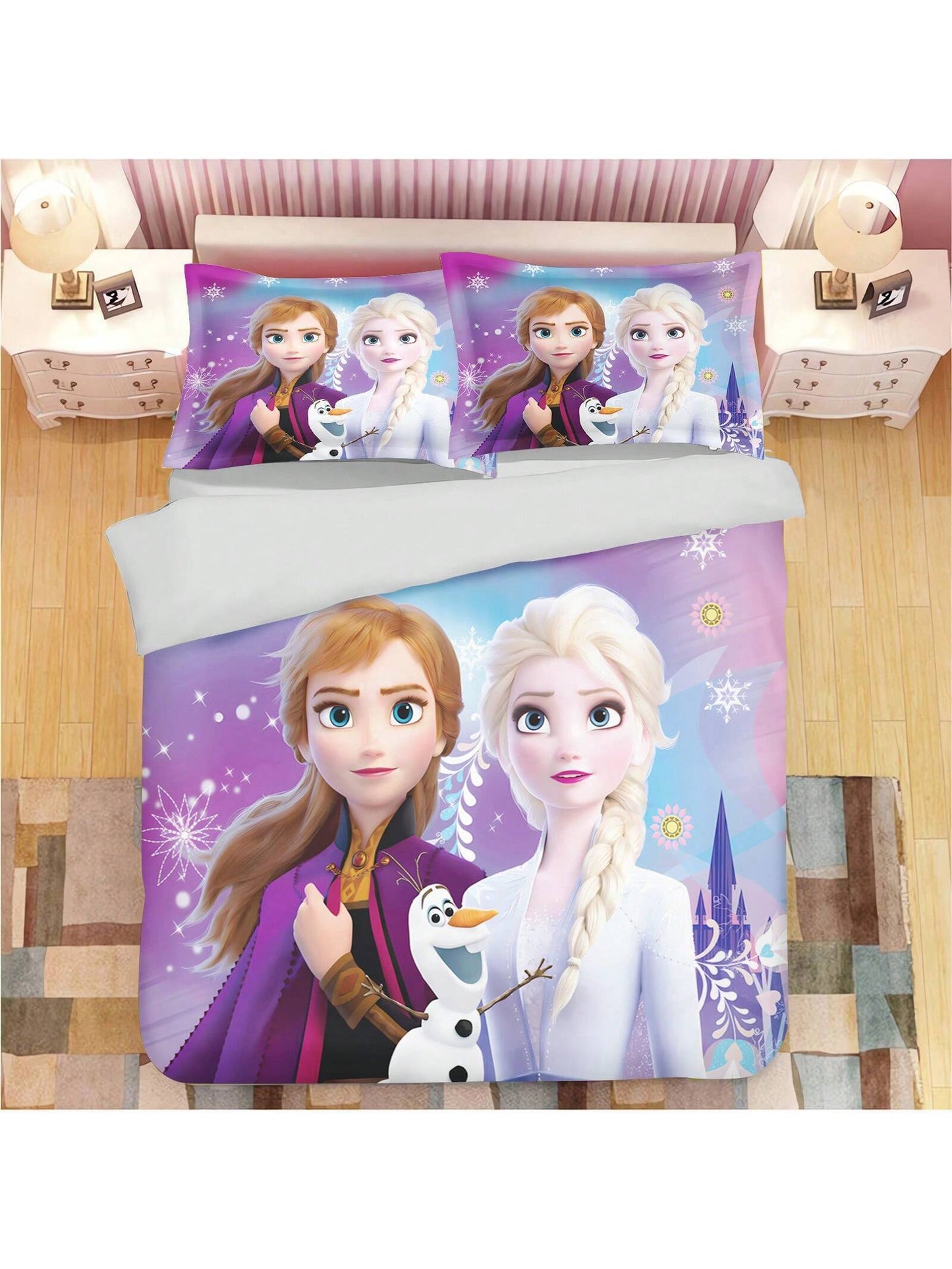 Frozen Bedding Set Sisters Elsa And Anna Graphic Duvet Covers Colorful Unique Gift