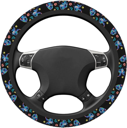 Stitch Steering Wheel Cover Stitch Facial Expression Pattern Driving Wheel Cover Black Blue