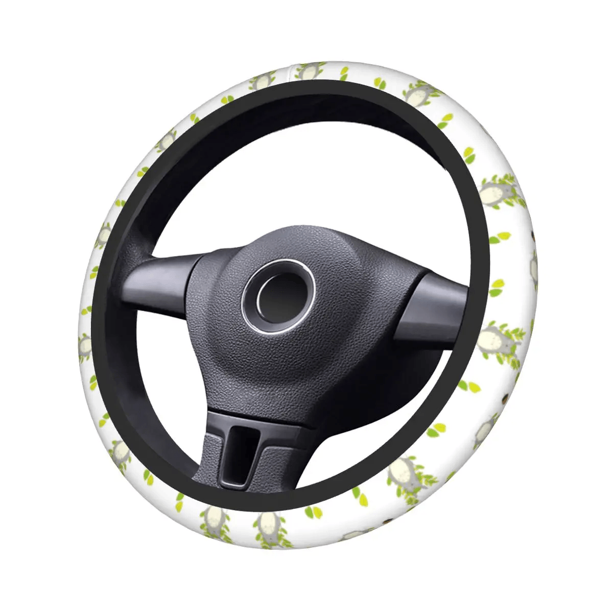 SGhibli Steering Wheel Cover Totoro Leaves Acorns Pattern Driving Wheel Cover White