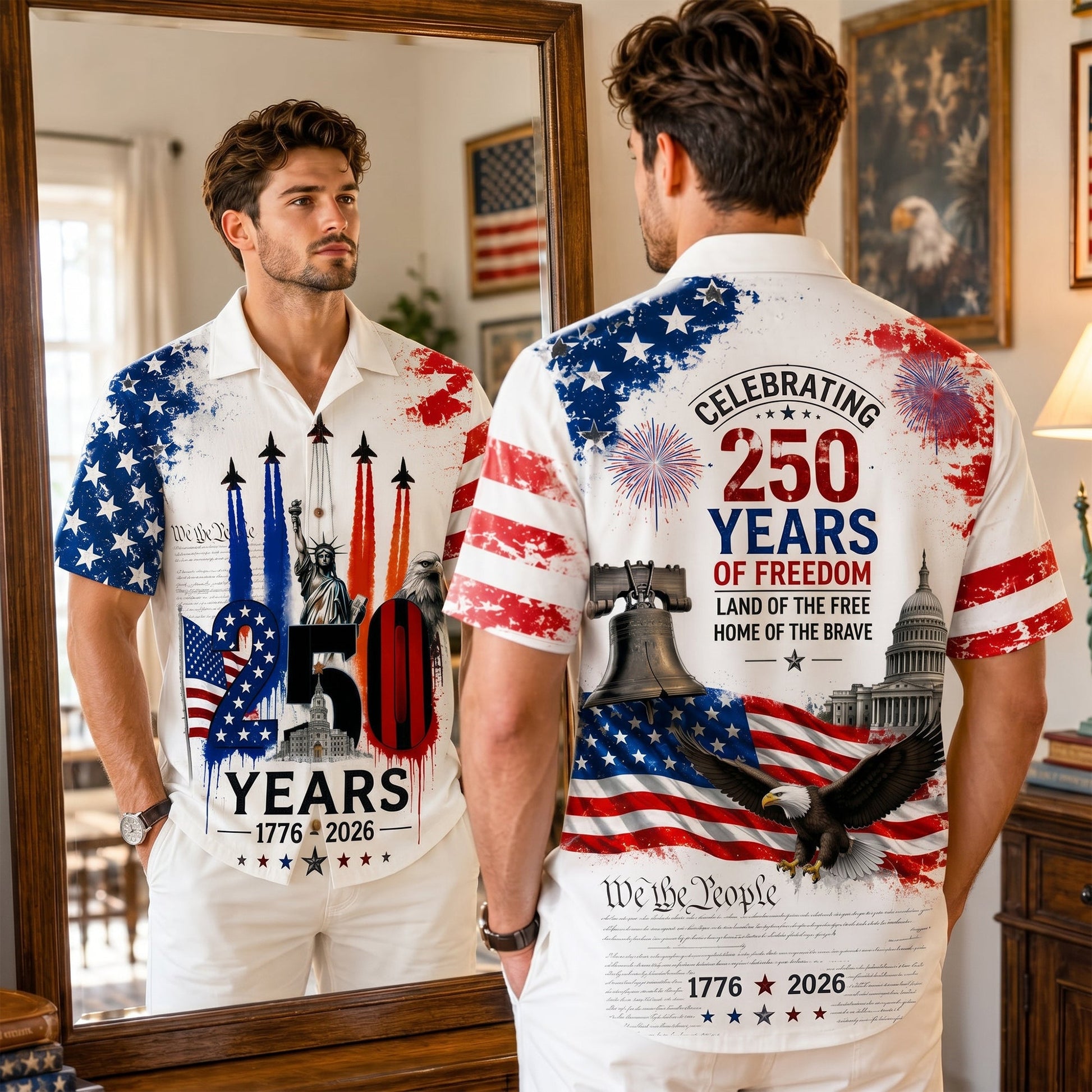 Proud American - Celebrated America 250th Anniversary Hawaiian Shirt - Gifts For Patriots 03nalu280526