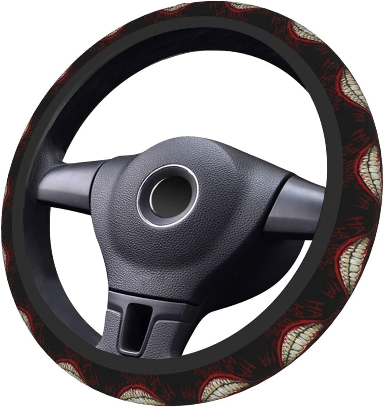 Joker Steering Wheel Cover Joker Laugh Month Pattern Driving Wheel Cover Black Red