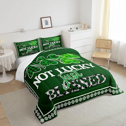 St Patrick Day Bedding Set Not Lucky Just Blessed Duvet Covers Green Unique Gift