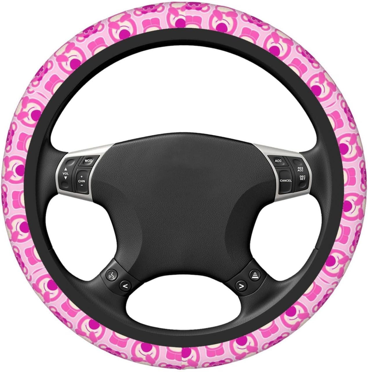 Toy Story Steering Wheel Cover Cute Chibi Lotso Bear Pattern Driving Wheel Cover Pink