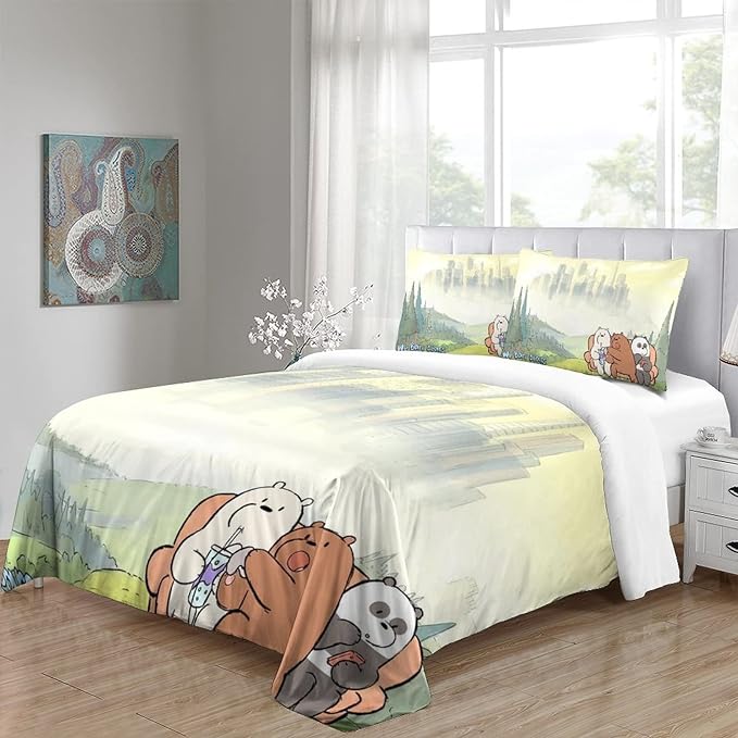 We Bare Bear Bedding Set We Bare Bear The City Duvet Covers Colorful Unique Gift