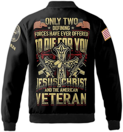 Veteran Bomber Jacket Marine Corps Veteran Eagle Bomber Black Unisex