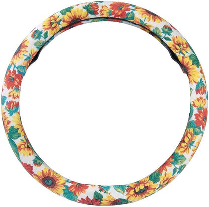 Sunflower Steering Wheel Cover Sunflower And Other Flowers Pattern Driving Wheel Cover Colorful