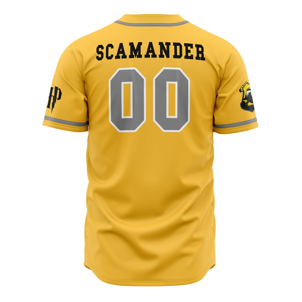 HP Jersey HP Hufflepuff House Crest Scamander Yellow Jersey Shirt HP Baseball Jersey Hufflepuff Baseball Jersey