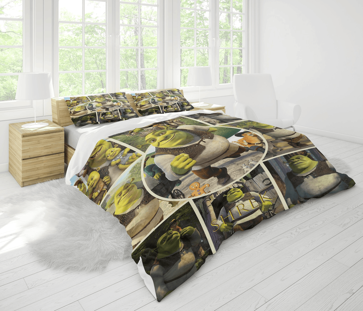 Shrek Bedding Set Shrek The Orge Pattern Duvet Covers Green Unique Gift