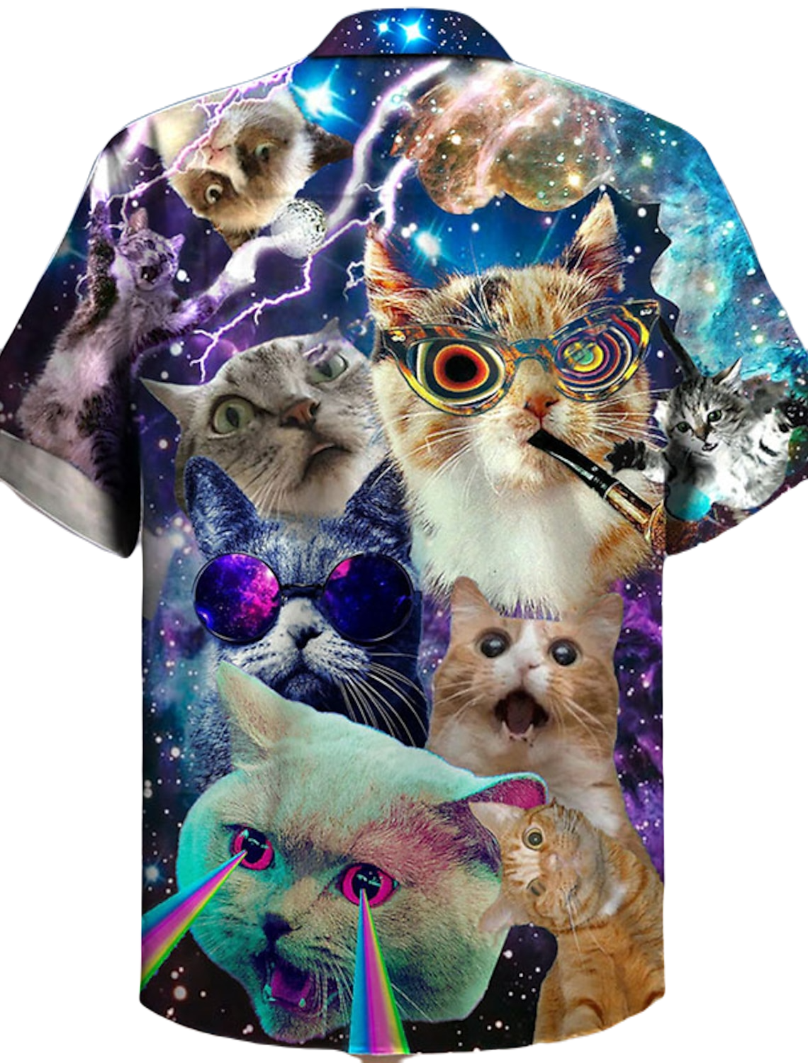 Funny Hawaii Shirt Funny Cat Meme Galaxy Graphic Hawaiian Shirt Colorful Unisex