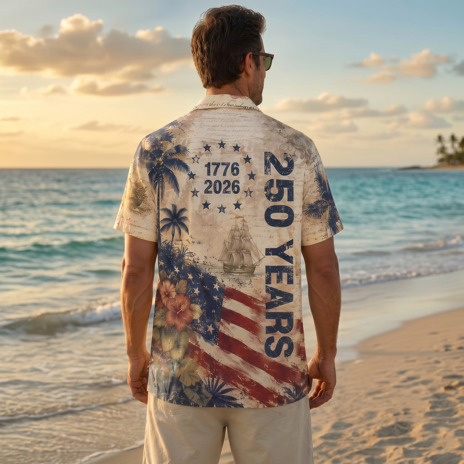 250 Years Vintage US Independence Day Hawaiian Shirt, USA 250th Anniversary AOP Hawaii Shirt 685245
