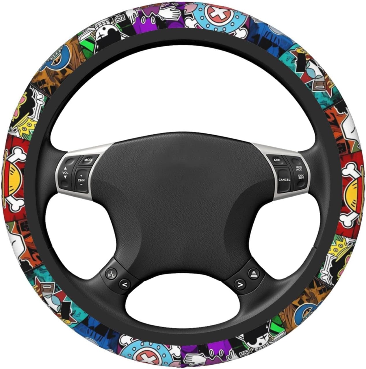 One Piece Steering Wheel Cover One Piece All Jolly Roger Pattern Driving Wheel Cover Colorful