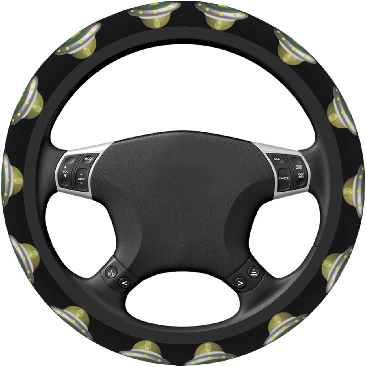 UFO Steering Wheel Cover UFO Taking Bigfoot Pattern Driving Wheel Cover Black Green