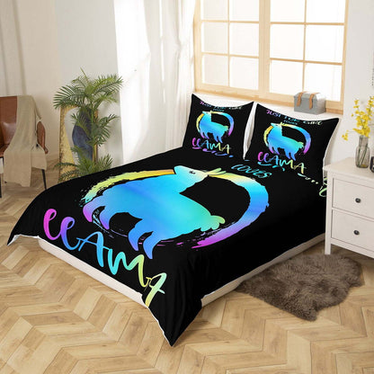 Llama Bedding Set Just For Girl Love Llama Duvet Covers Black Unique Gift