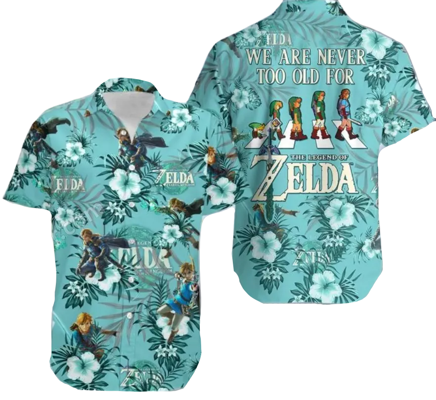 Legend Of Zelda Hawaii Shirt We Are Never Too Old For Zelda Hawaiian Shirt Blue Unisex