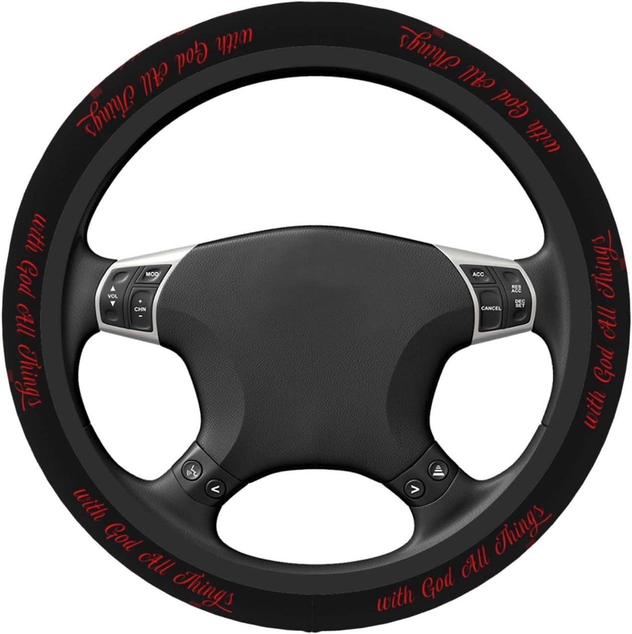 Jesus Steering Wheel Cover All Things are Possible Christian Driving Wheel Cover Black Red