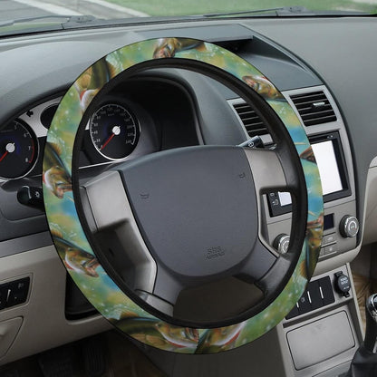 Fishing Steering Wheel Cover Bass Fishing Graphic Pattern Driving Wheel Cover Green