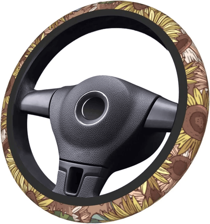 Sunflower Steering Wheel Cover Aesthetic Sunflower Graphic Pattern Driving Wheel Cover Yellow