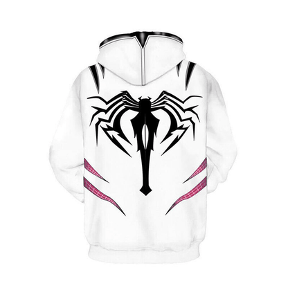 Spiderman Hoodie Spiderman Gwen Stacy Suit Costume Hoodie White Pink Unisex