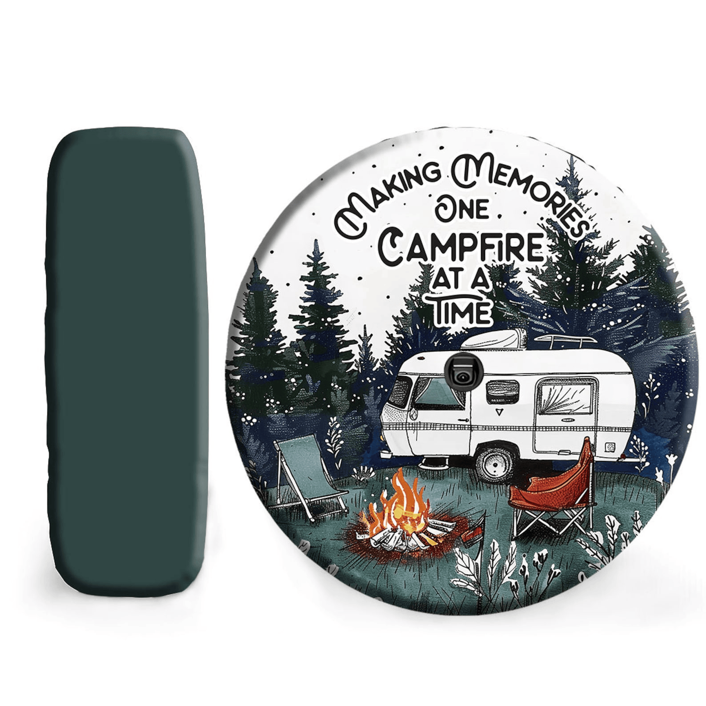 Camping Spare Tire Cover Making Memories One Campfire At A Time Tire Covers White Green