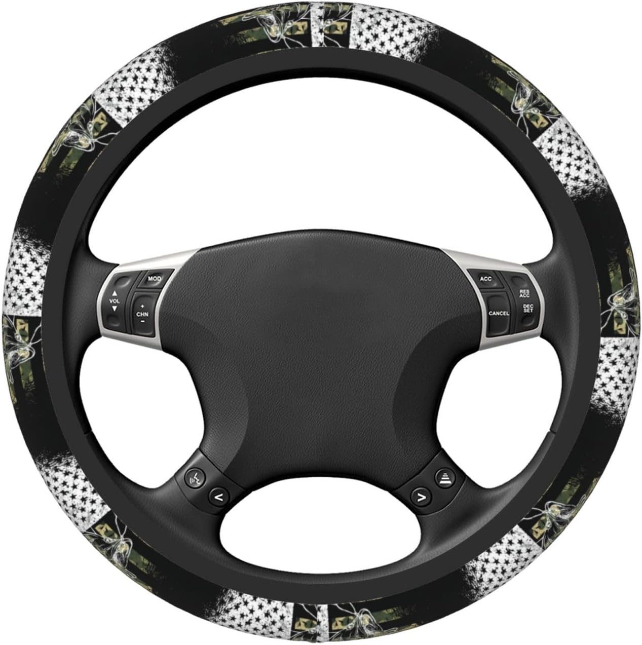 Fishing Steering Wheel Cover Fishing American Flag Camoflage Pattern Driving Wheel Cover Green White