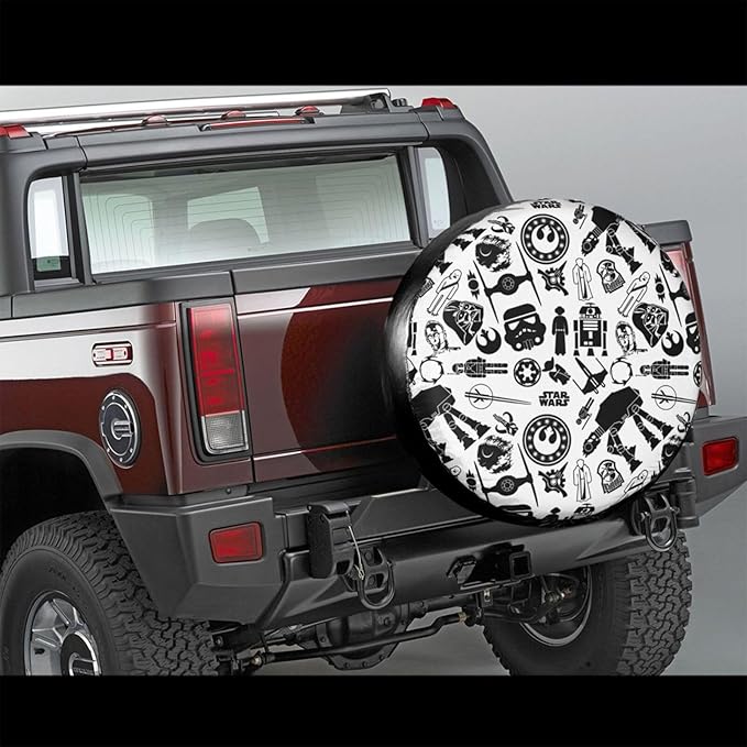 SW Spare Tire Cover SW Characters Symbols Pattern Tire Covers Black White