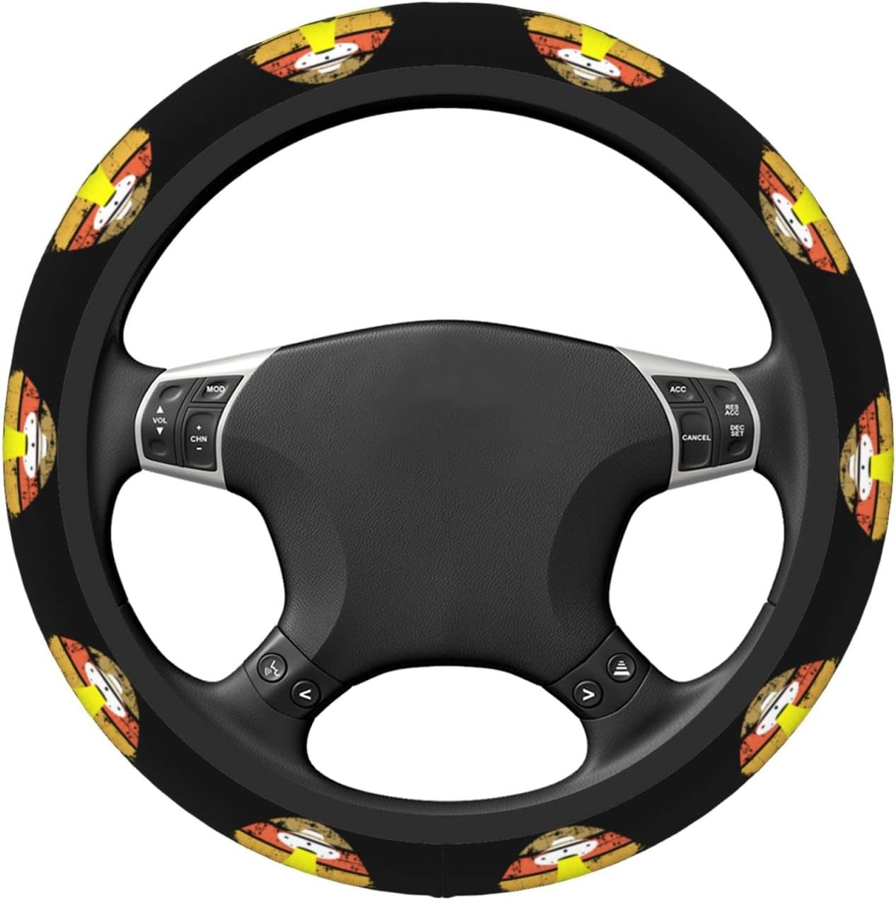 Bigfoot Steering Wheel Cover Sasquatch Bigfoot With UFO Driving Wheel Cover Black Yellow