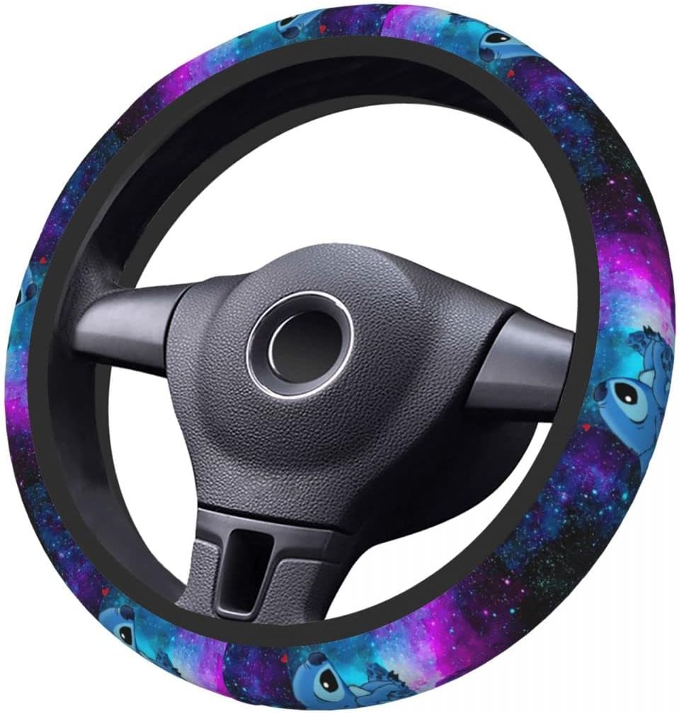 Stitch Steering Wheel Cover Stitch In The Galaxy Pattern Driving Wheel Cover Blue Purple