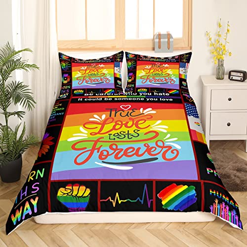 LGBT Bedding Set True Love Last Forever Duvet Covers Colorful Unique Gift