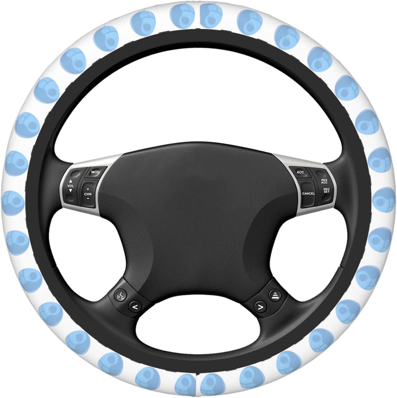 SW Steering Wheel Cover Darth Vader Holding A Death Star Balloon Driving Wheel Cover White