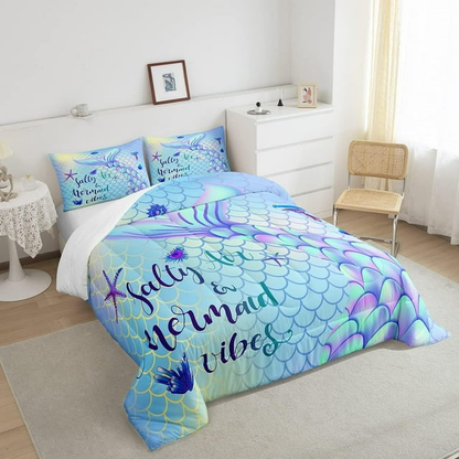 Mermaid Bedding Set Salty Air And Mermaid Vibes Duvet Covers Blue Unique Gift