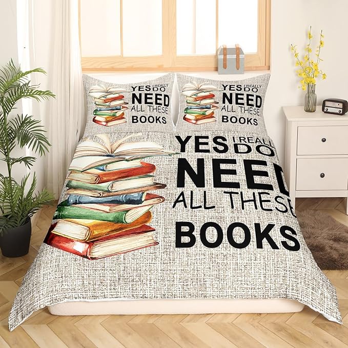 Book Bedding Set Yes I Really Do Need All These Books Duvet Covers Gray Unique Gift