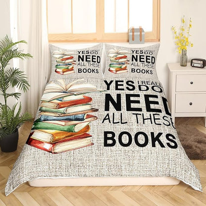 Book Bedding Set Yes I Really Do Need All These Books Duvet Covers Gray Unique Gift