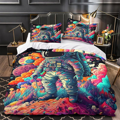 Astronaut Bedding Set Cartoon Astronaut On The Cloud Duvet Covers Colorful Unique Gift