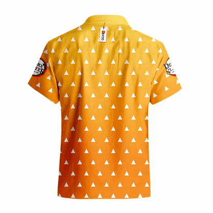 Demon Slayer Hawaii Shirt Demon Slayer Zenitsu Haori Pattern Hawaiian Shirt Orange Unisex