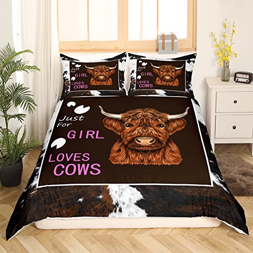 Cow Bedding Set A Girl Who Loves Highland Cattle Bull Duvet Covers Brown Unique Gift