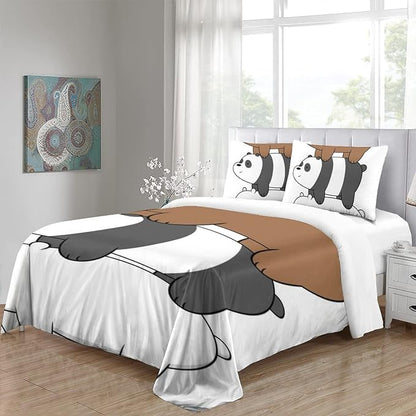 We Bare Bear Bedding Set We Bare Bear Build Tower Duvet Covers White Unique Gift