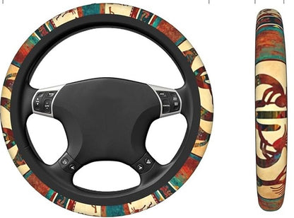 Native American Steering Wheel Cover Native American Kokopelli Pattern Driving Wheel Cover Brown